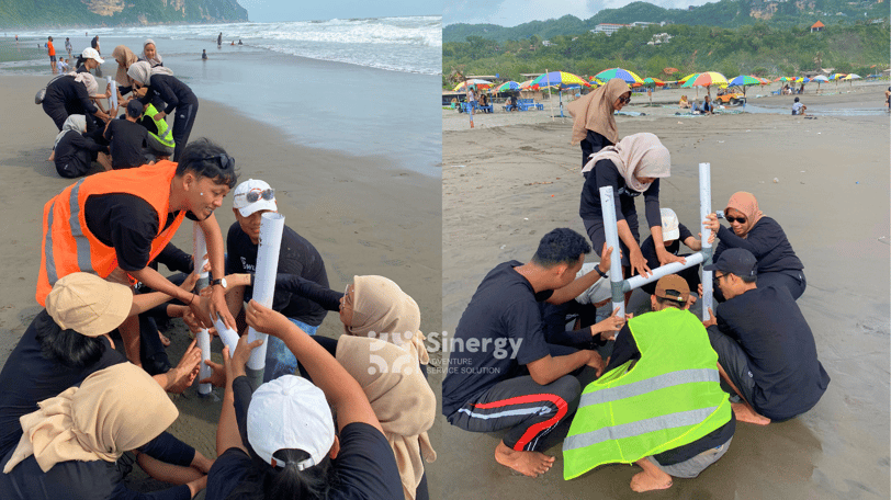 Outbound dengan konsep fun challenge di pasir Pantai Parangtritis