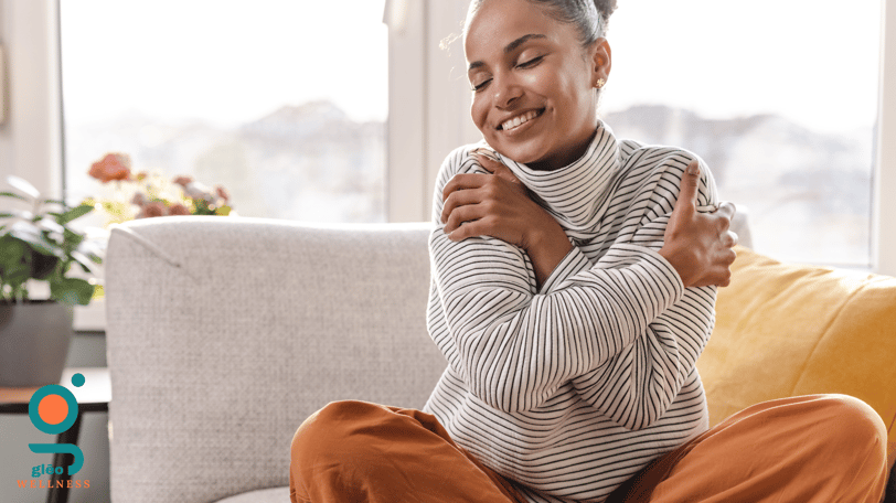 Happy and Satisfied Patient Practicing Self Compassion GLEO Wellness Medical Weight Loss Service in Massachusetts