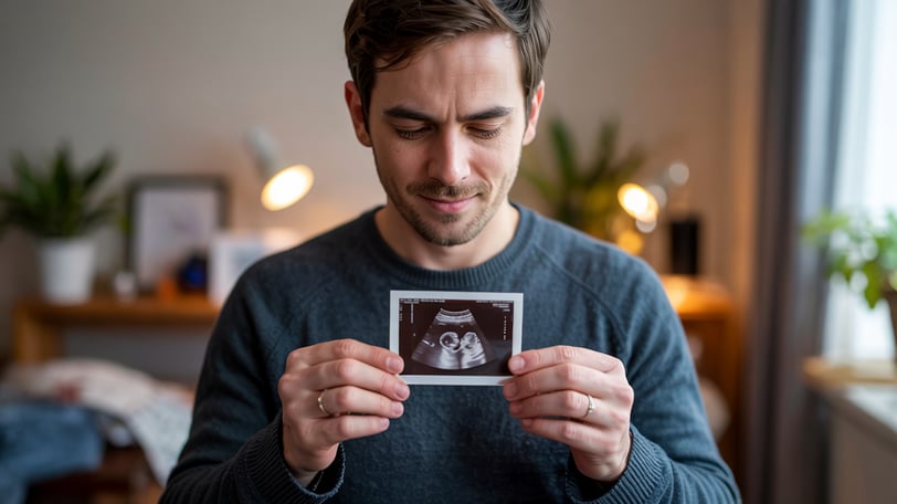 a man holding a baby photo