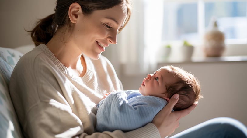 a woman holding a baby in her arms