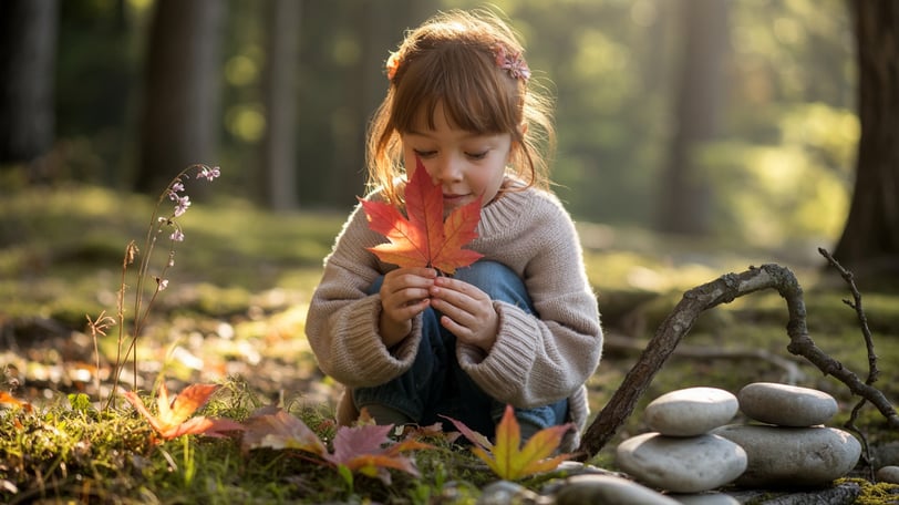 a little girl holding a leaflet in her hands