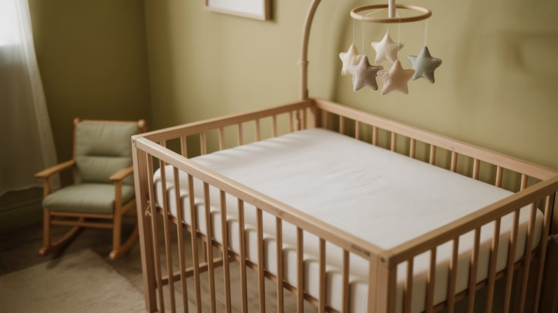 a baby's room with a crib