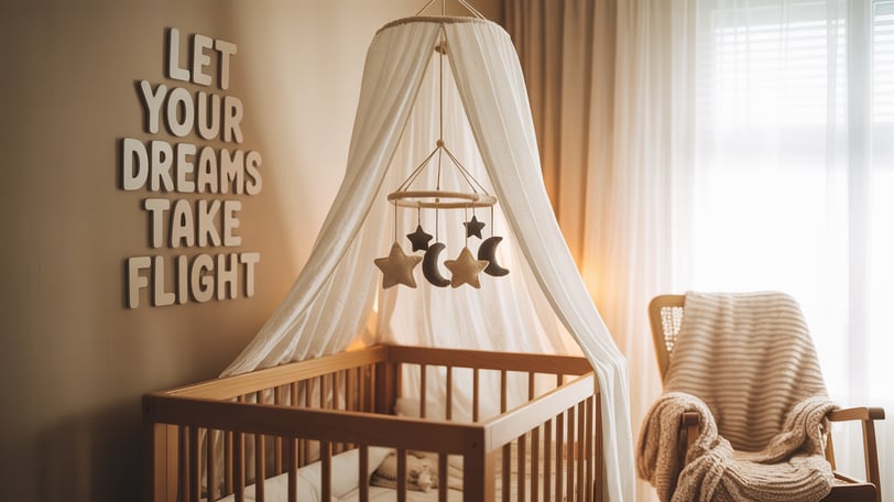 a baby's room with a crib