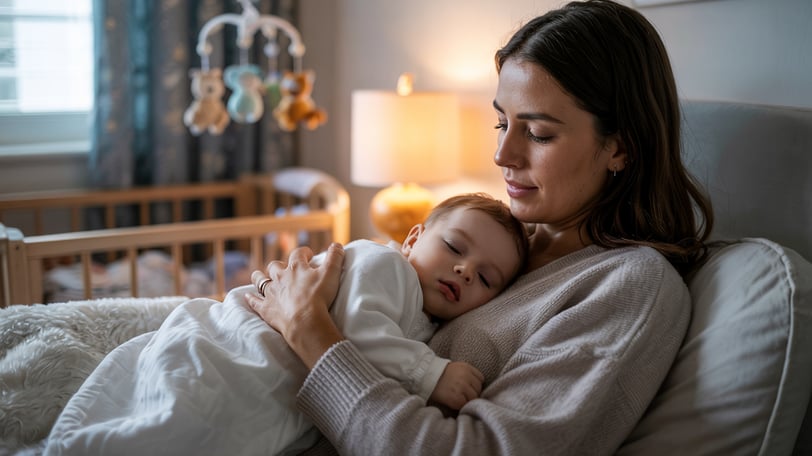 a woman holding a baby in her arms