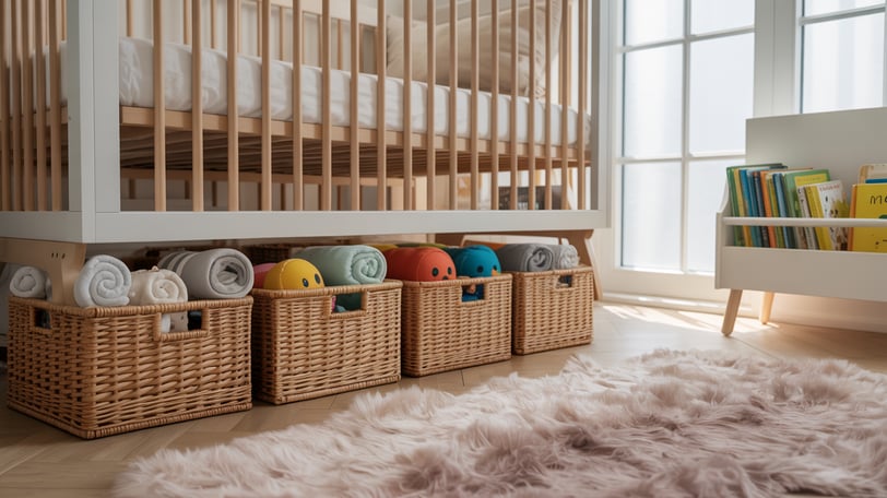 a baby's room with a crib
