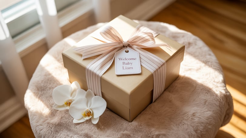 a gift box with a tag on it