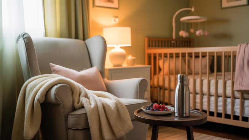 a baby's room with a crib