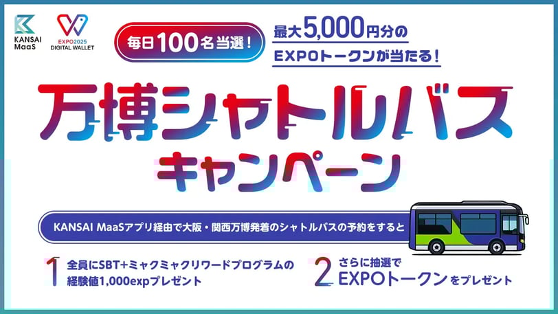 万博シャトルバスキャンペーンのチラシ
