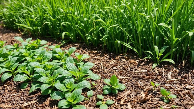 Barreiras naturais para evitar ervas daninhas. Use cobertura viva e morta no seu jardim.