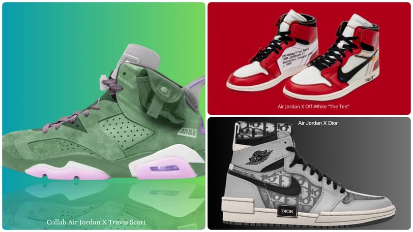 a collage of different sneakers, in collabs with Nike