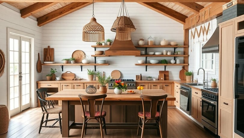 bohemian farmhouse kitchen design