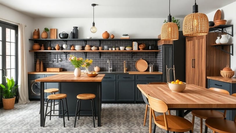 bohemian kitchen with Industrial Elements with a Boho Twist