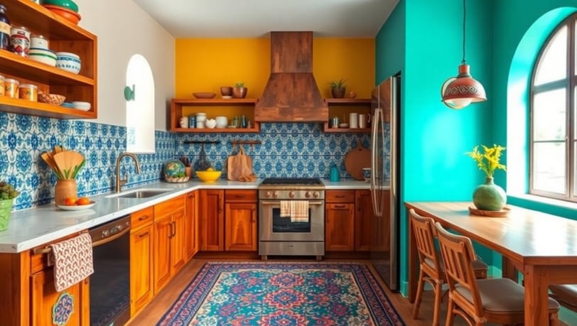 Colorful bohemian kitchen
