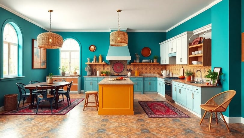 large bohemian style kitchen