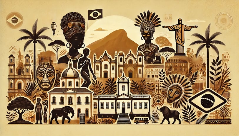 imagem representando a influência dos artistas negros na história da arte brasileira, com elementos