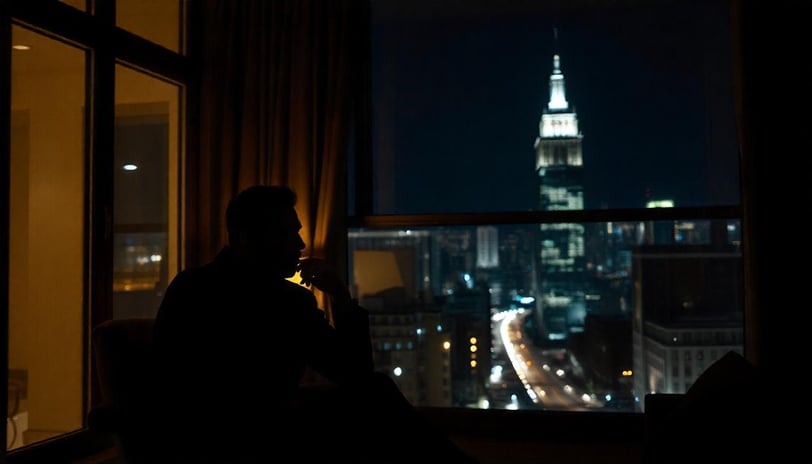 balcony noght time sky dark sitting phone call prime potion space