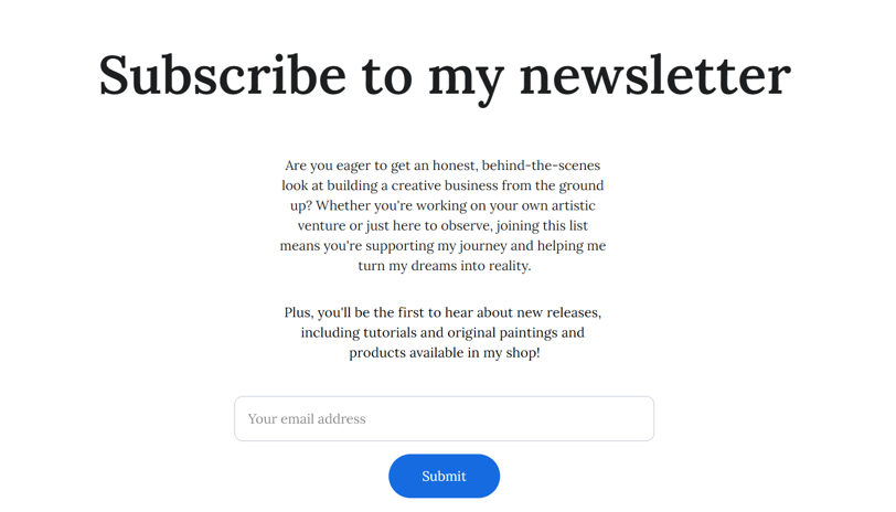 A page on the website of Alex Goddard showing how to subscribe to my newsletter