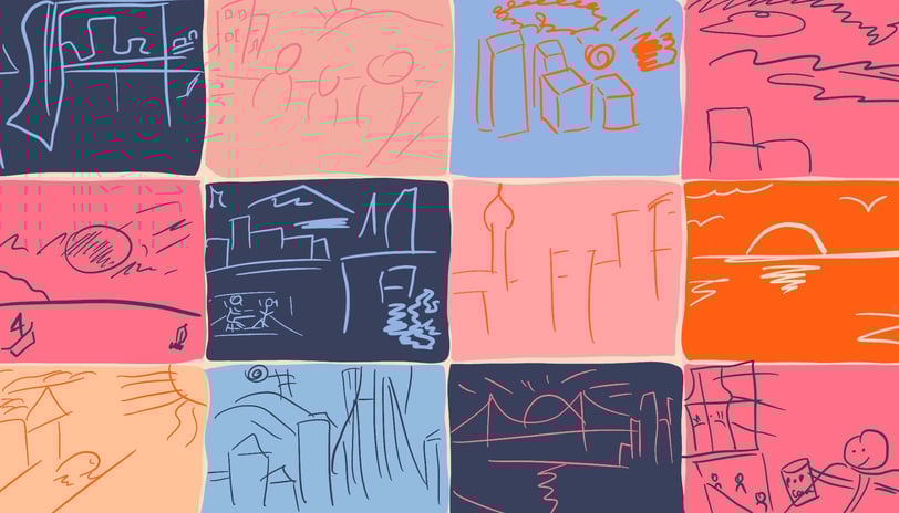 Könül Kina Bayramova flat illustration of a doodle drawing