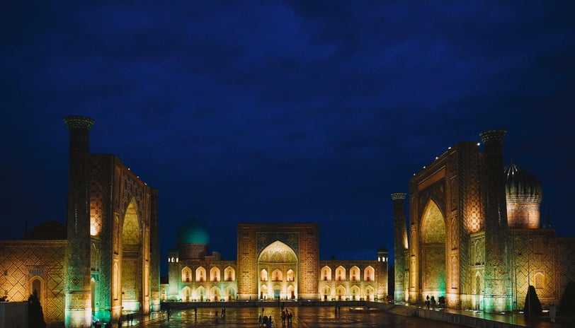a view to Registan Squere in Samarkand in the night