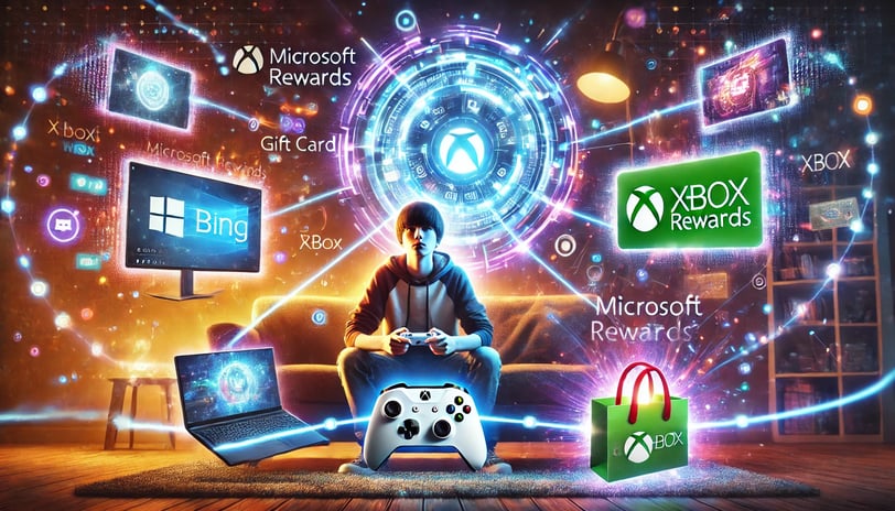 pontos no Microsoft Rewards ao pesquisar no Bing, jogar no Xbox e completar tarefas no celular, com 