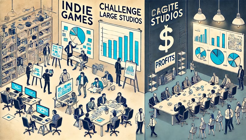 comparando o trabalho criativo de desenvolvedores indie com o ambiente corporativo estruturado