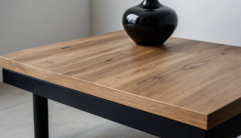 a vase on a wooden small table