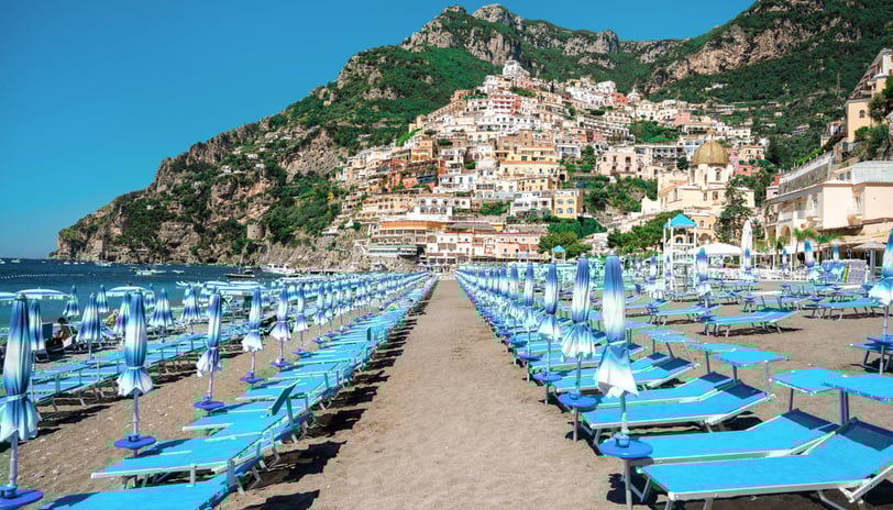View of the Tyrrhenian sea coast in Positano Italy