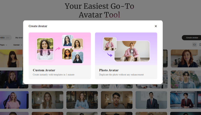 Creating custom Avatar of humva AI website page