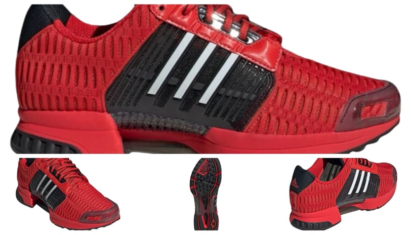 a pair of shoes with a red and b, Adidas ClimaCool 1 