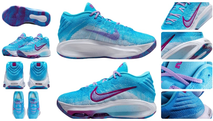 a collage of a variety of different sneakers, Nike GT Hustle 3 with collab of Bueckers