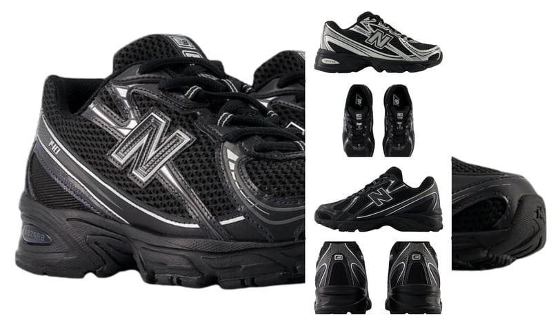 a pair of sneaker,  New Balance 740 Black Silver