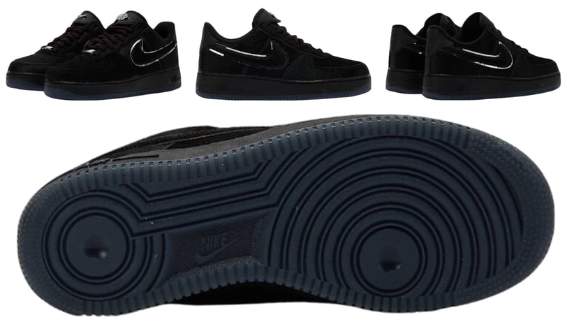 a pair of black  sneakers, Nike Air Force 1 Low HBCU VUU Panthers
