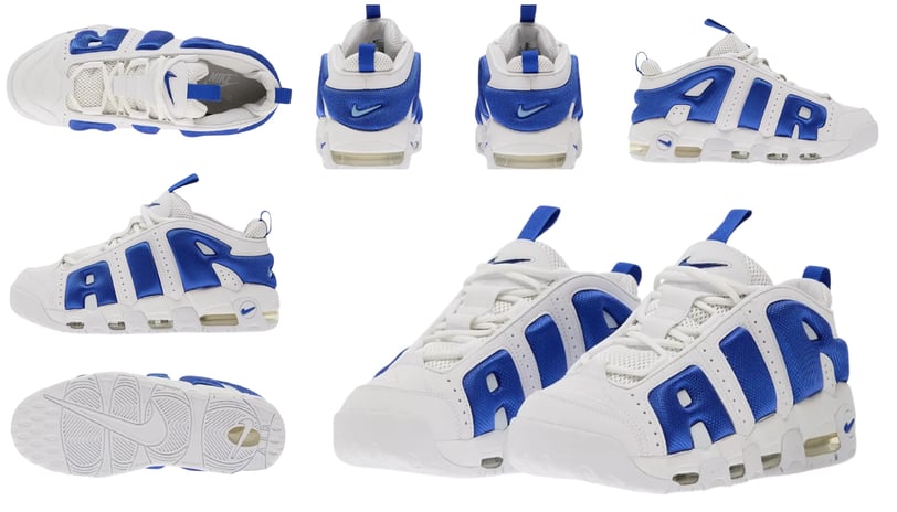 a collection of different types of Nike Air More Uptempo sneakers.