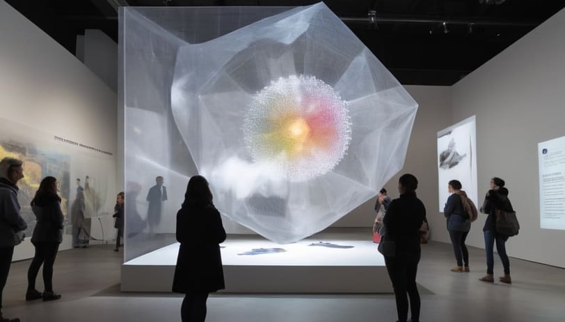 Instalação artística com luzes e projeções