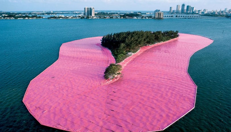 Christo-1935–2020-Surrounded-Islands-Biscayne-Bay-Greater-Miami-Florida-1980-83