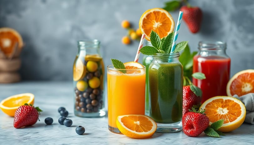 a variety of fruit juices