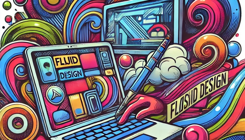 depicting fluid design in digital interfaces, showing seamless interaction