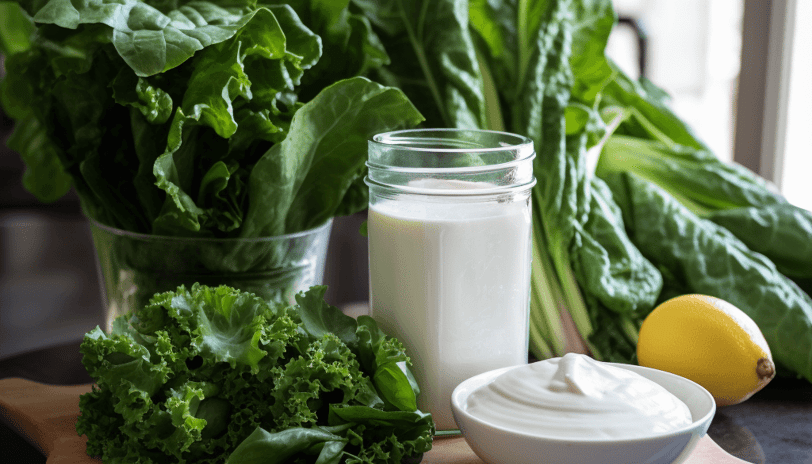 food rich in calcium like milk, yogurt, spinach, kale