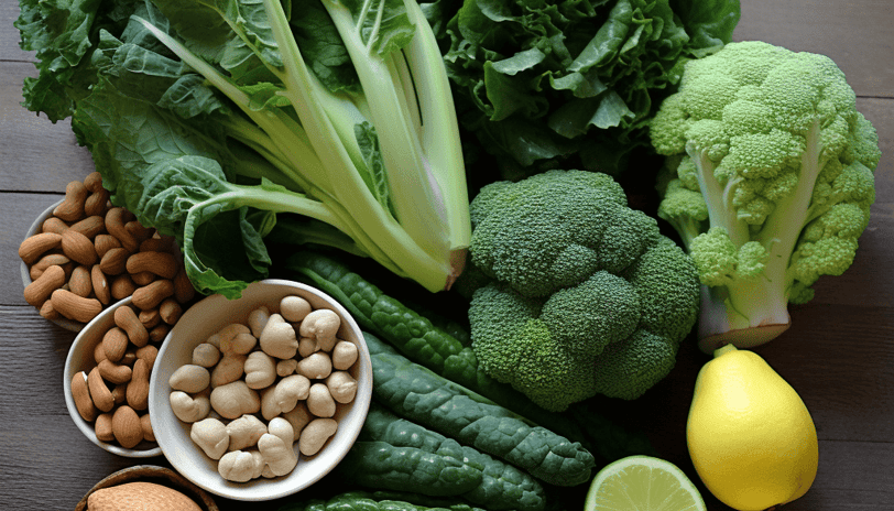 Food rich in Vitamin K like broccoli, kale, spinach