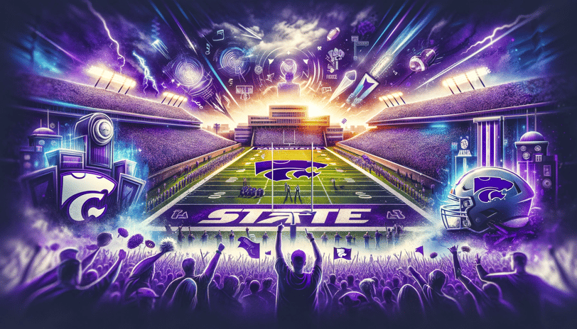 Electrifying Atmosphere at a Kansas State Wildcats Football Game - Packed Stadium, Cheering Fans 