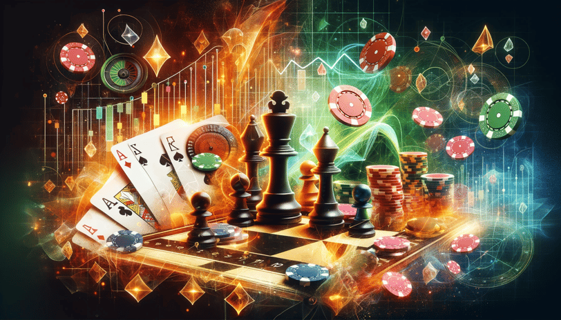 Chess, cards, and betting graphics blending game theory and gambling