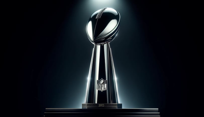 Pro Games 2025 trophy spotlighted, symbolizing NFL victory.