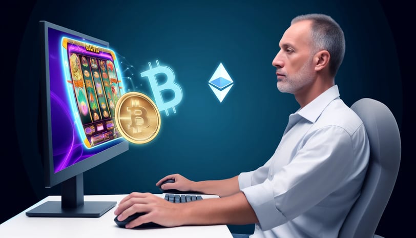 Middle-aged man engaging in responsible gambling practices, including setting limits