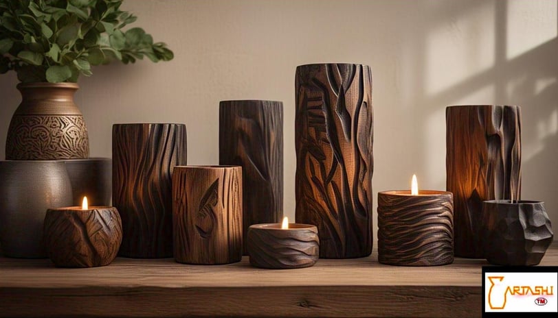 candle holder wood by Brand ARTASHI