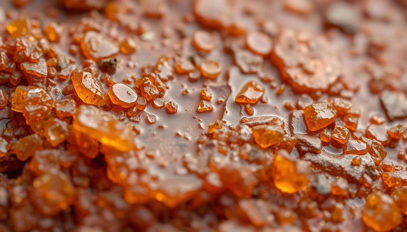 a close up of a pile of orange colored crystals