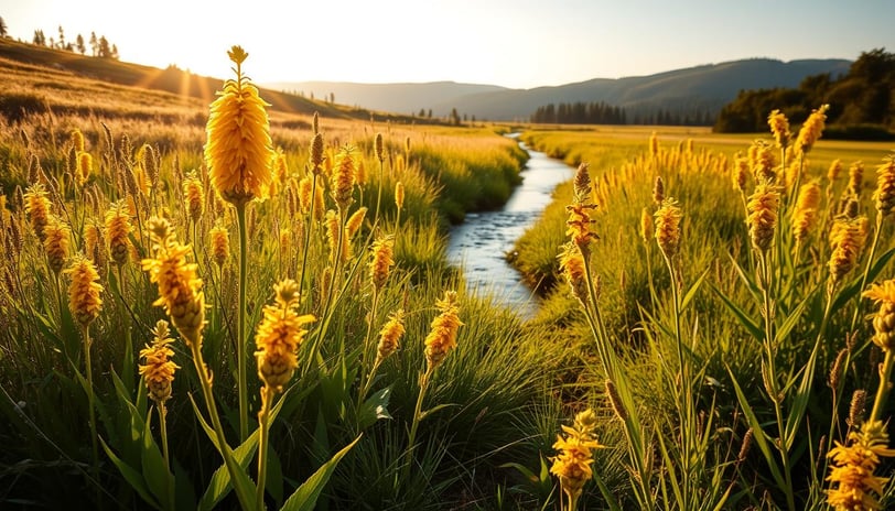 a stream of water running through a field