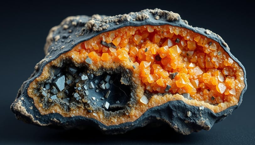 a piece of rock art with crystals and crystals