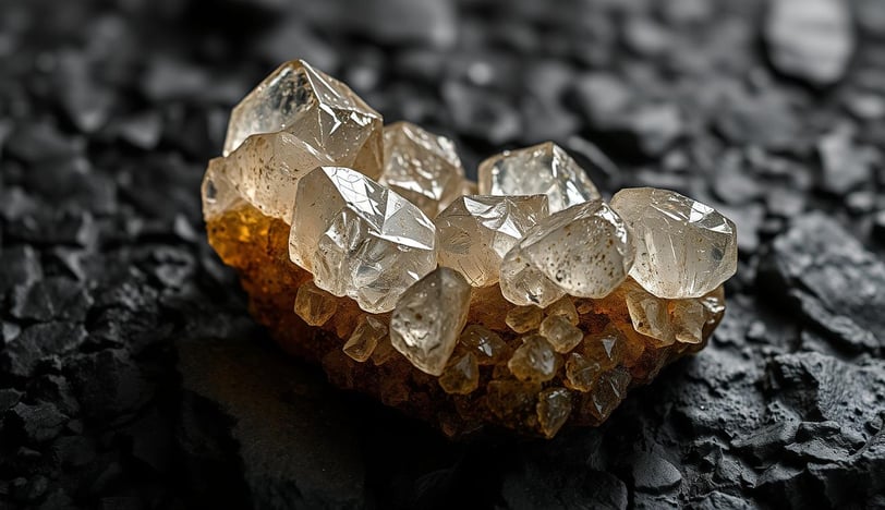 a piece of crystal quartzite on a rock