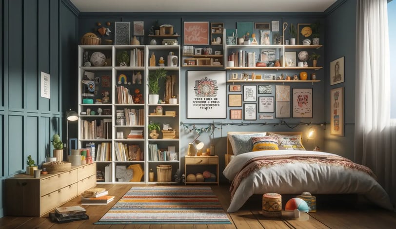 collect bohemian bedroom with shelves