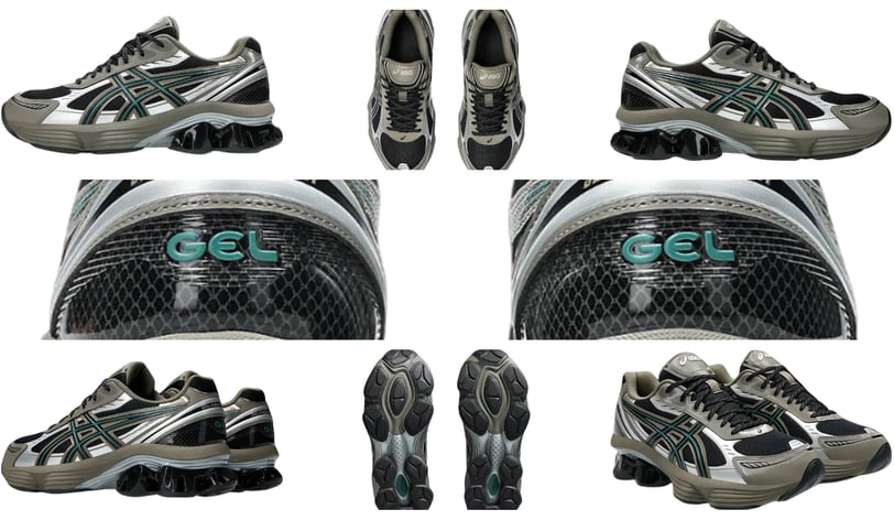 a collage of a variety of different  sneakers, Asics Gel-Kinetic Fluent